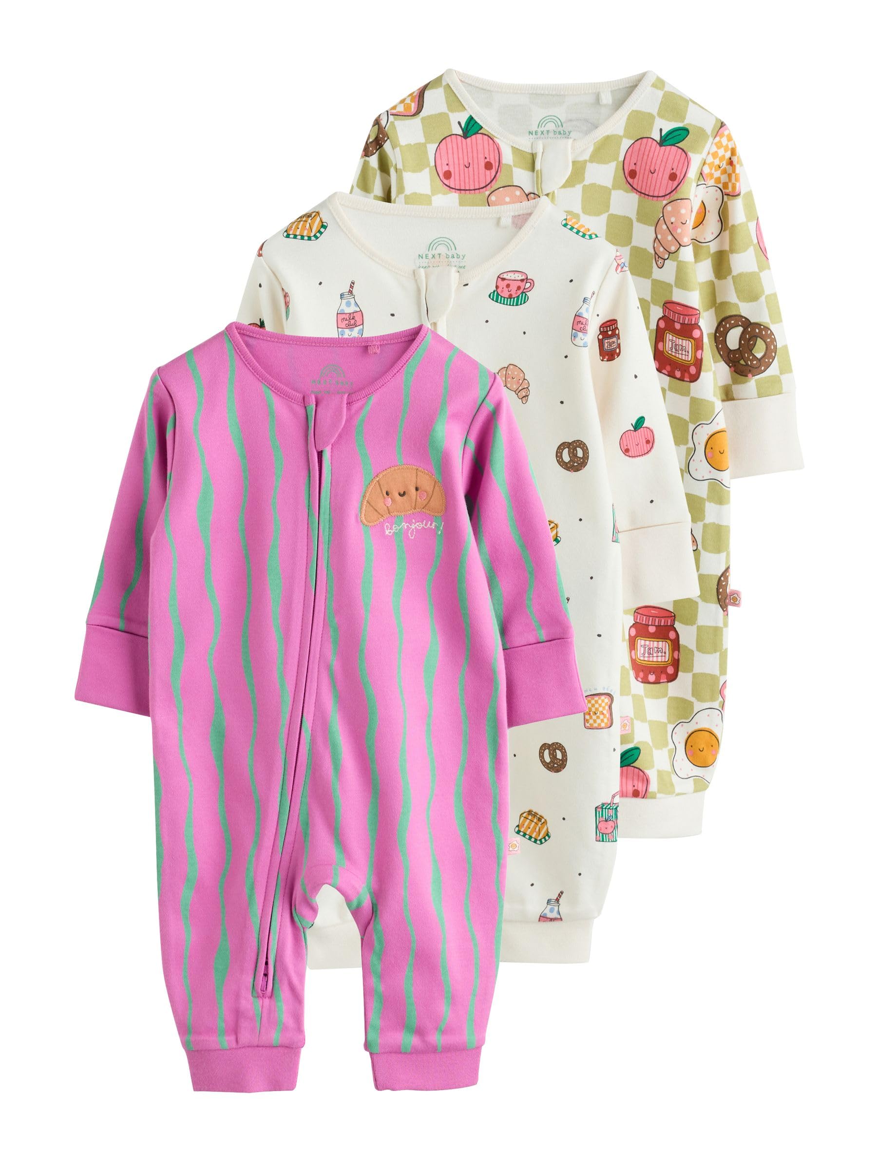 NEXT Bambina Confezione da 3 Tutine Bebè con Zip bidirezionale