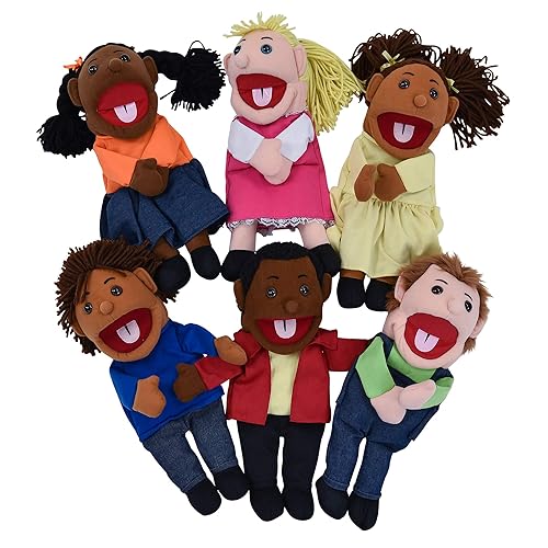 Children's Factory - CF100-896 - Marionetas étnicas para niños de 15 pulgadas con bocas móviles, marionetas de mano para niños pequeños,