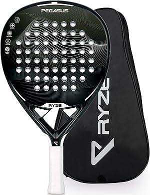 RYZE Pegasus Padel Schläger aus 100% Kohlefaser - Maximale Power & Kontrolle - 360g Leicht & Langlebig - Unisex Padelschläger für Männer & Frauen - Padel Racket Set Inkl. kostenloser Hülle