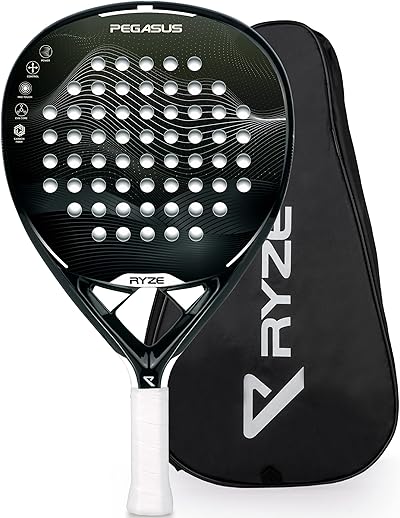 RYZE Pegasus Padel Schläger aus 100% Kohlefaser - Maximale Power & Kontrolle - 360g Leicht & Langlebig - Unisex Padelschläger für Männer & Frauen - Padel Racket Set Inkl. kostenloser Hülle