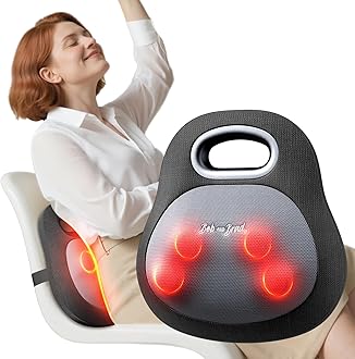 EZBack Go Cordless Back Massager with Heat for Pain Relief Deep Tissue, Rechargeable 4D Kneading Shiatsu Back Neck Massage Pillow with Handle Relaxation at Office Home Gifts for Men Women