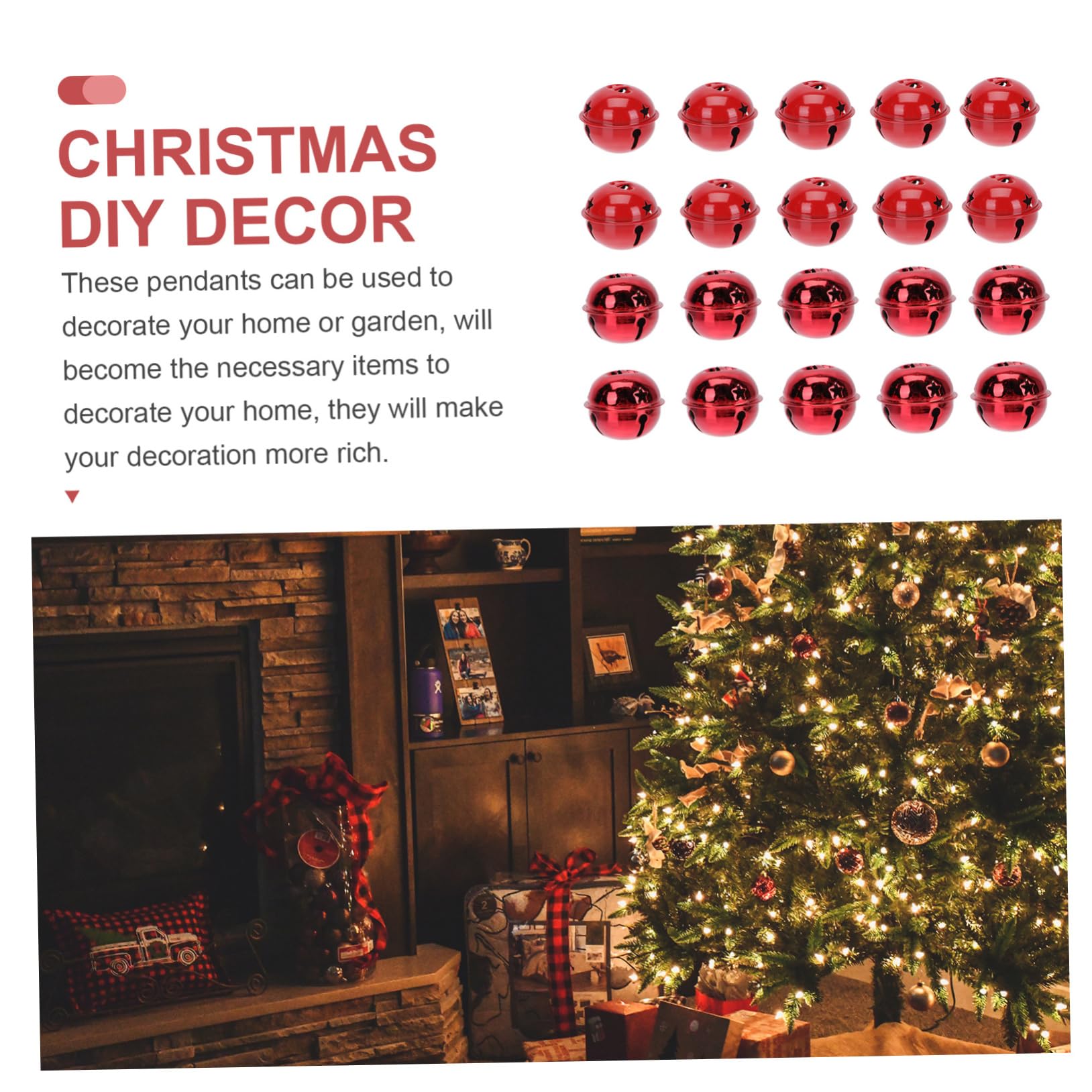 Garneck 4 Set Campane Di Natale Alberi Di Natale Luci Dell'albero Di Decorazioni Natalizie All'aperto Fiocco Di Kit Da Giardino Mini Albero Ferro Da Stiro Rosso 20 Pezzi * 4