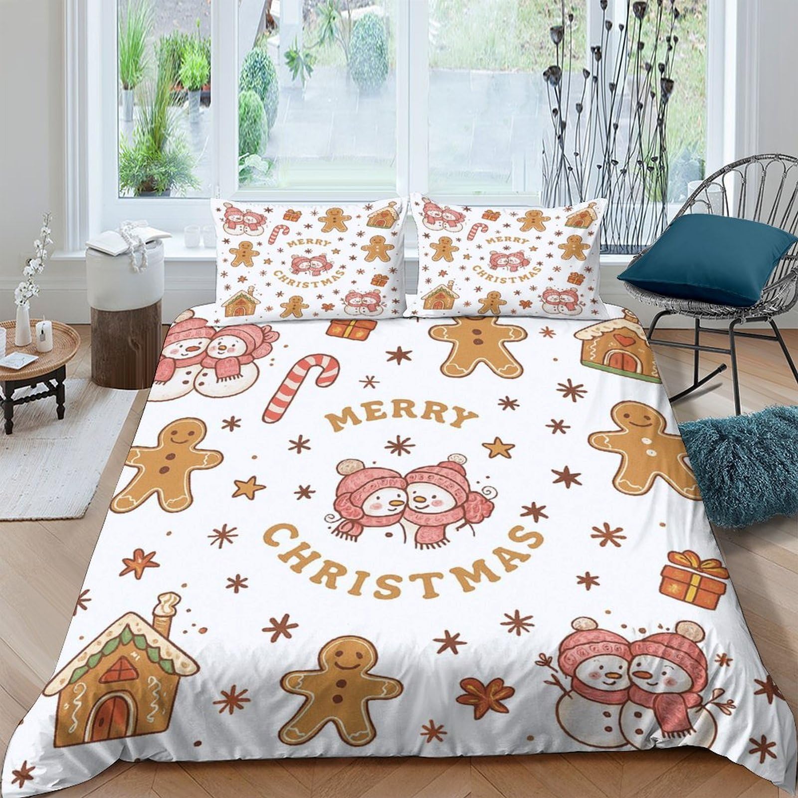 Ctjqhvkz Style-4 3D Printed Gingerbread Cat Fitted Sheet Microfiber Soft Christmas Candy Mattress Cover For Bedroom Dorm Decor Single（135X200cm）