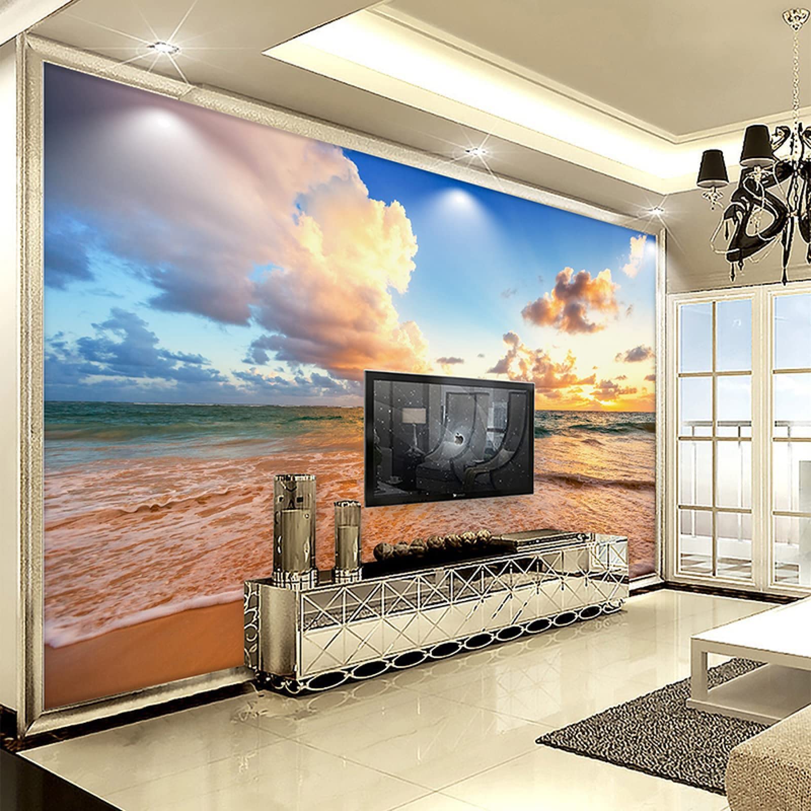 Papel Pintado Para Fotos Mural De Pared De Puesta De Sol De Playa, Papel  Tapiz 3D De Paisaje Costero, Decoración Del Hogar, Fondo De TV, Pintura De  Pared Grande Para Sala De, image size:1600x1600