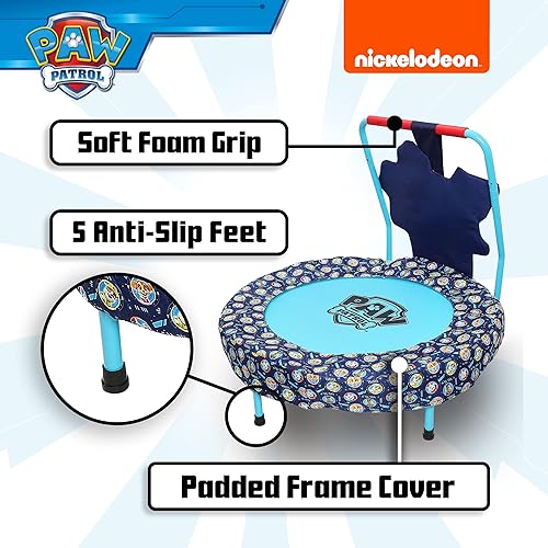 Miniatura 4 de Paw Patrol - Mini trampolín de interior con asa para niños pequeños, cuenta con Everest, Chase, Marshall, Skye y Rubble, Multi