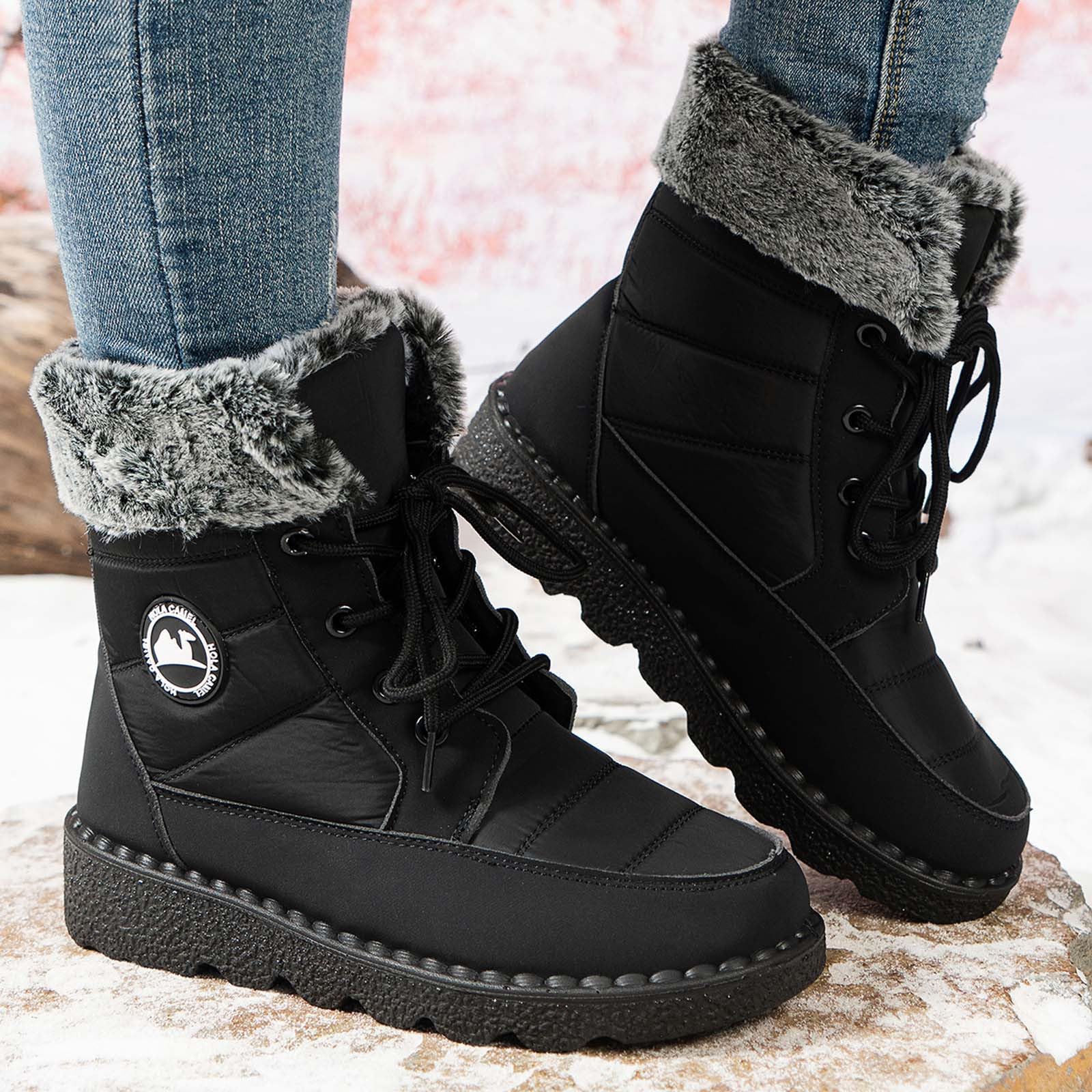 Apres Ski Femme Bottes De Neige Botte Hiver Imperméable Bottines Boots Fourrées Apres-Ski Chaussure Bottine Botas Chaussures Glacia Barefoot Grand Froid Fourrée D'hiver Chaude Randonnée Après-Ski