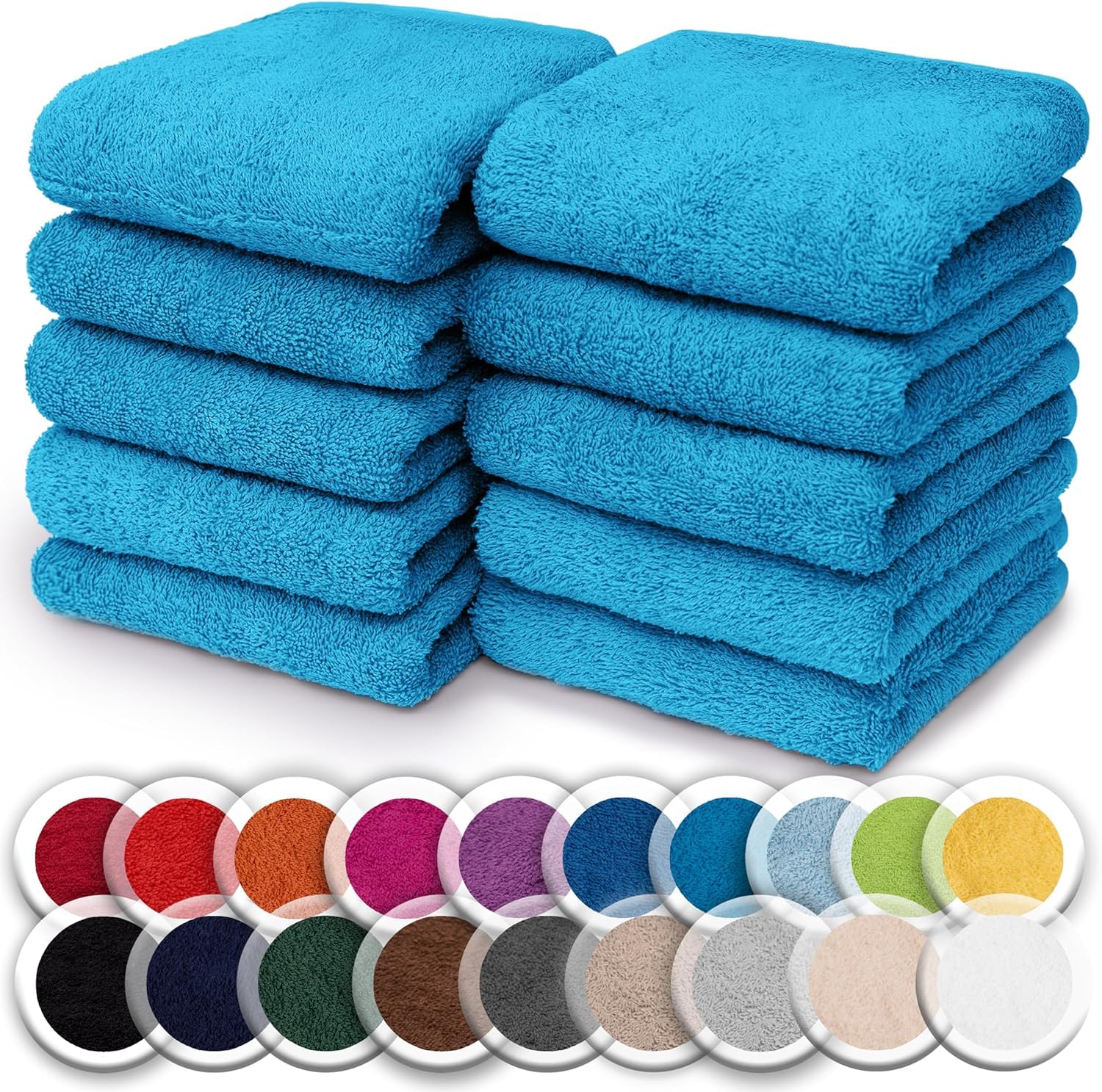 NatureMark Juego de 10 toallitas de Rizo para Cara y Manos – 100% algodón, Suaves y absorbentes – 30×30 cm, Verde Oscuro — view 24