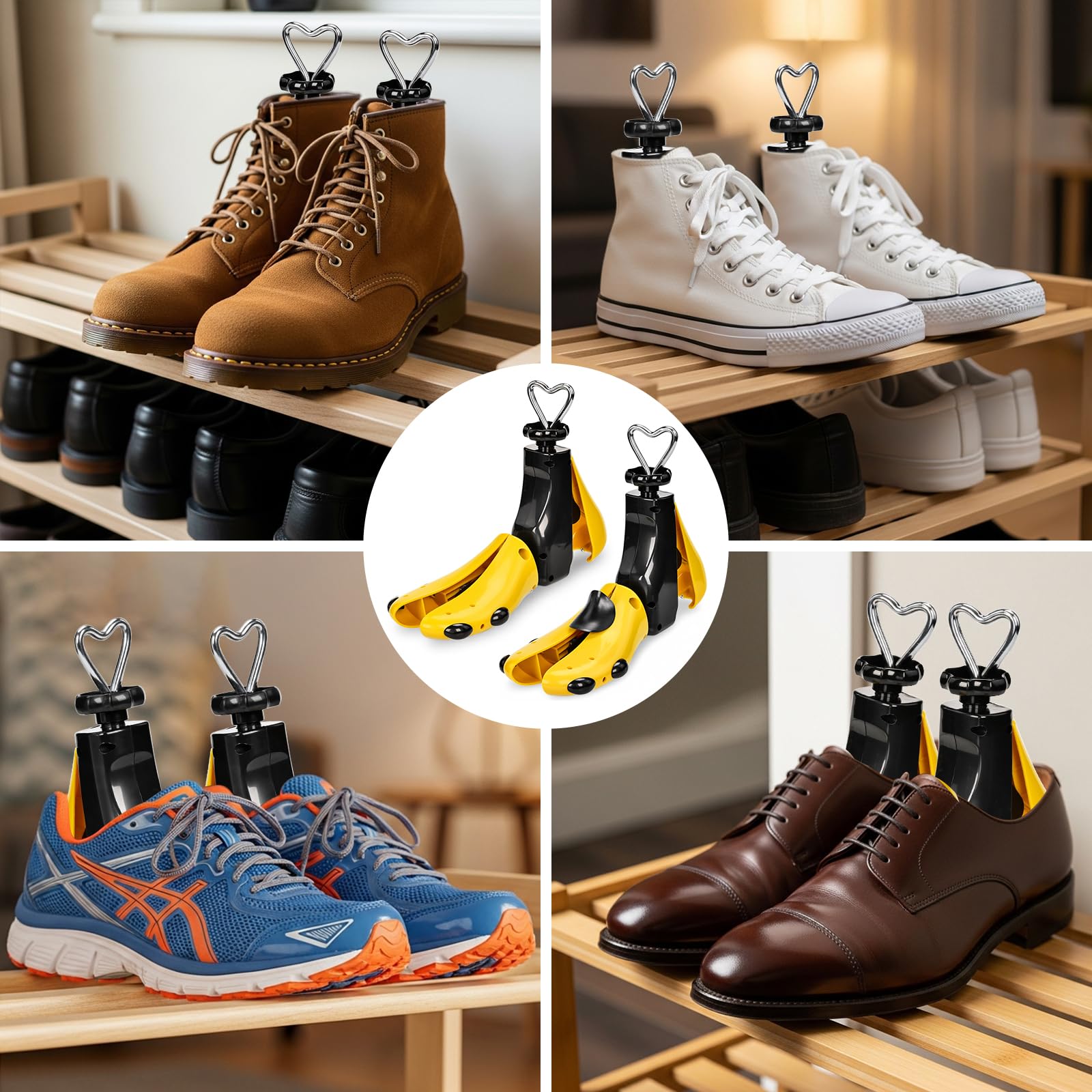 2 hormas de zapatos para hombre y mujer, 4 vías para longitud y anchura ajustables, separadores para zapatos demasiado ajustados para botas de senderismo o zapatillas