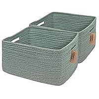 Vista 38 de COMFY-HOMI Paquete de 3 cestas tejidas de cuerda de algodón con asas para estantes, juguetes, libros, cesta de almacenamiento de ropa