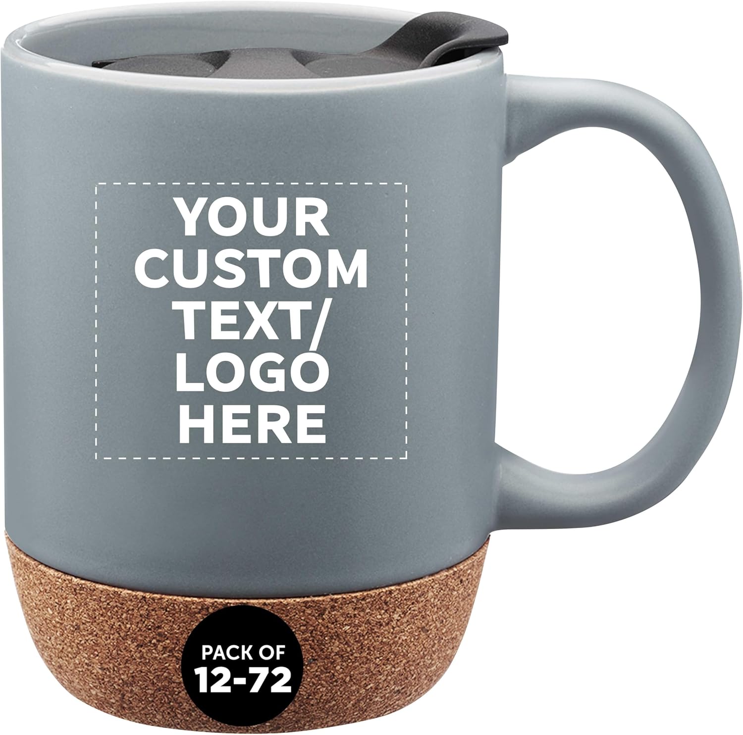 Custom Barista Ceramic Mugs with Cork Bottom 13 oz Set of 12/36/72 Personalized Bulk Pack Perfect for Coffee Tea Espresso Hot Cocoa Other Beverages – Grey