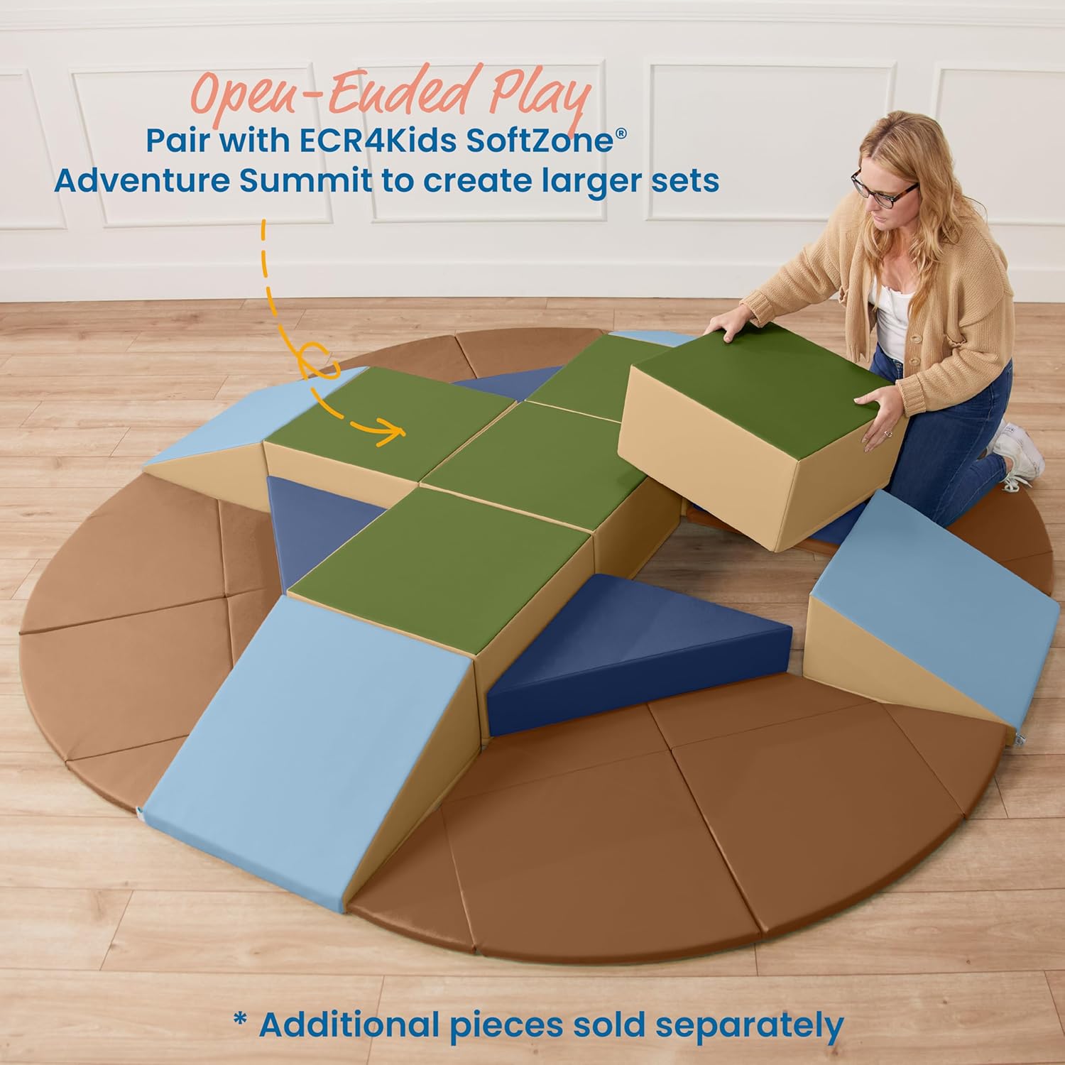ECR4Kids SoftZone Pedestal Play Block Corner Climber, Beginner Playset, Earthtone