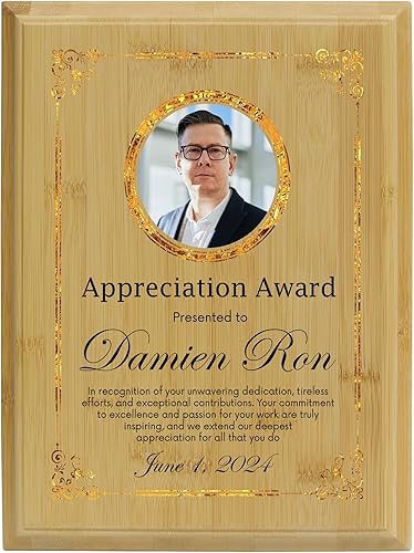 Miniatura 8 de Placa personalizada con acabado de roble de 9 x 12 pulgadas para premios y reconocimiento, placa personalizada con respaldo con cerradura,