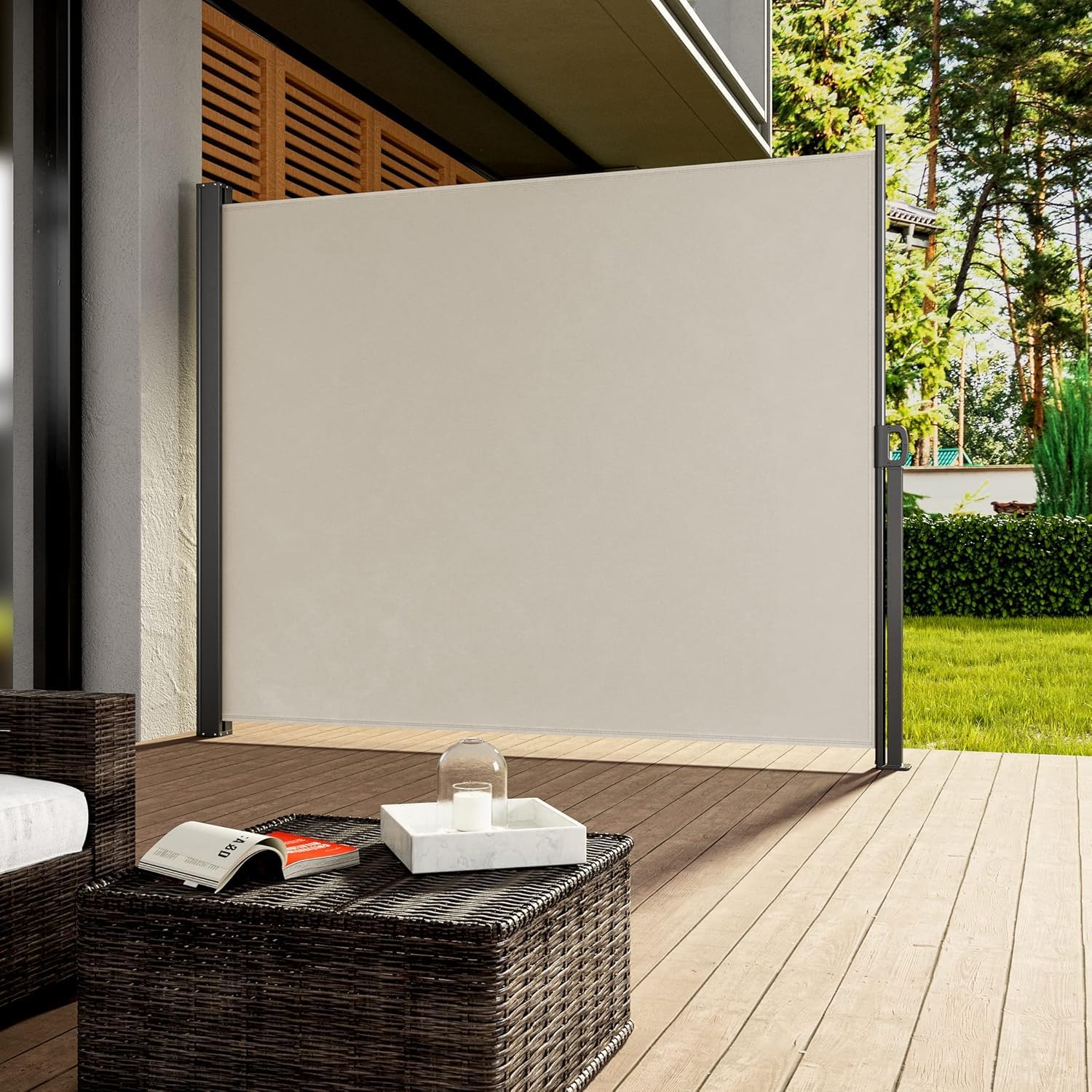Casaria® Paravent extérieur rétractable 180x300cm Brise-Vue crème Auvent Opaque Store latéral Balcon Jardin