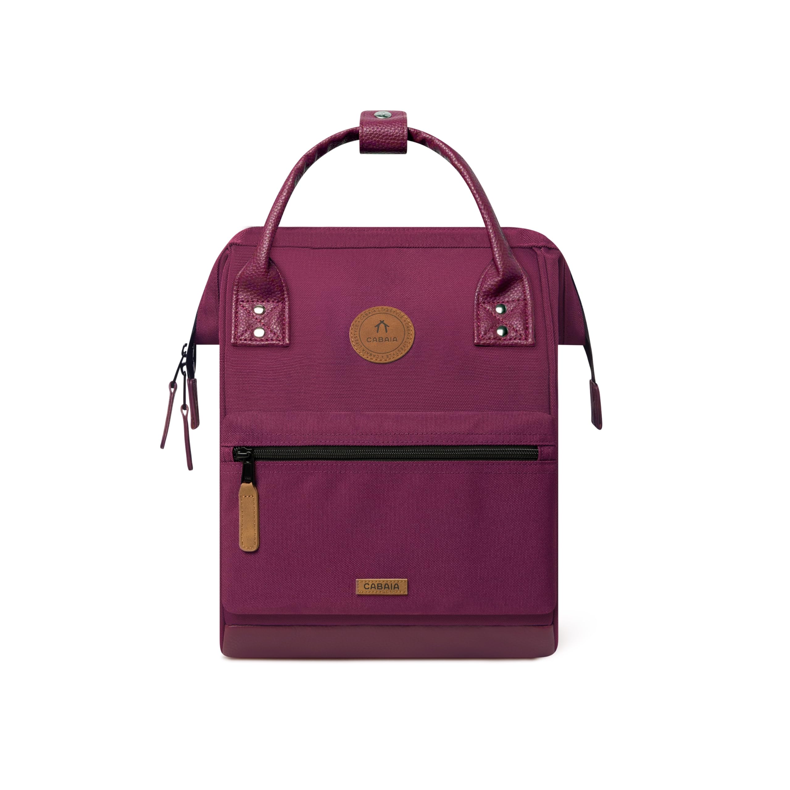 Cabaïa - Zaino Adventurer - Idrorepellente - scomparto per PC fino a 15" - 2 tasche intercambiabili - Vegan certificato - Zaino da viaggio, lavoro e scuola - Rosso