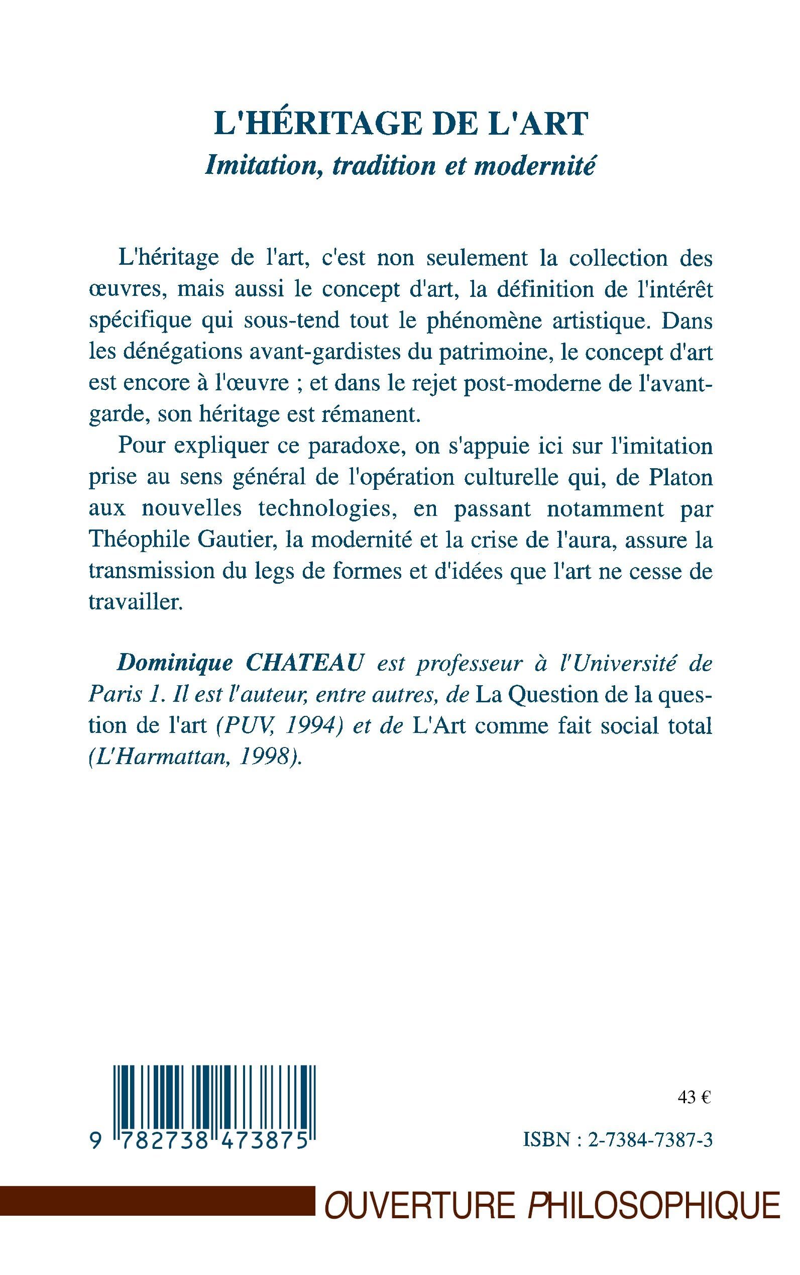 L'HÉRITAGE DE L'ART: Imitation, tradition et modernité