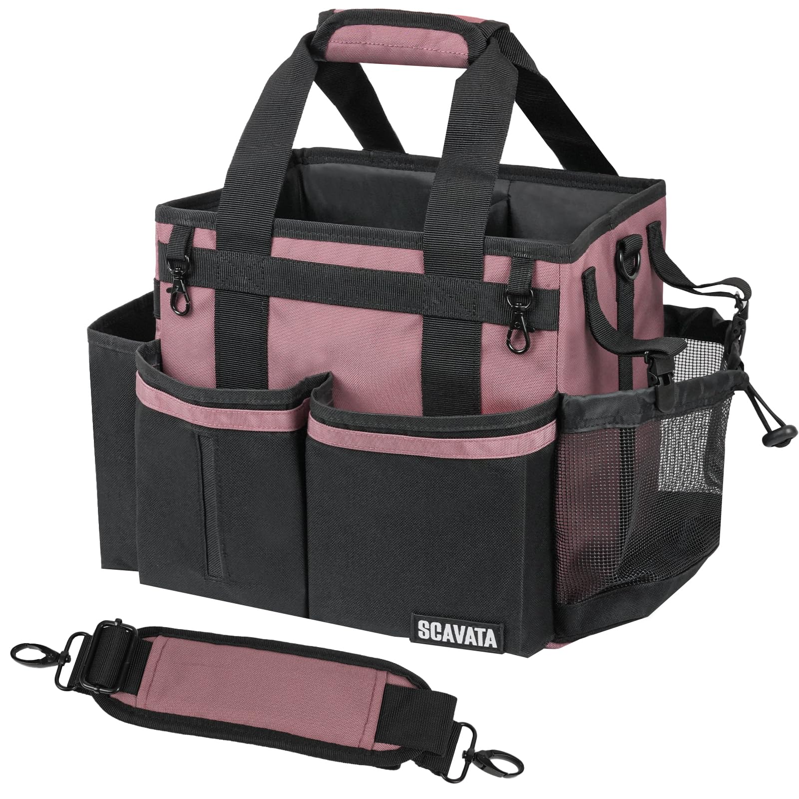 SCAVATA Compact Wearable Cleaning Caddy Small Cleaning Caddy Supplies Organizer with Handle Shoulder Straps for Housekeepers Under Sink