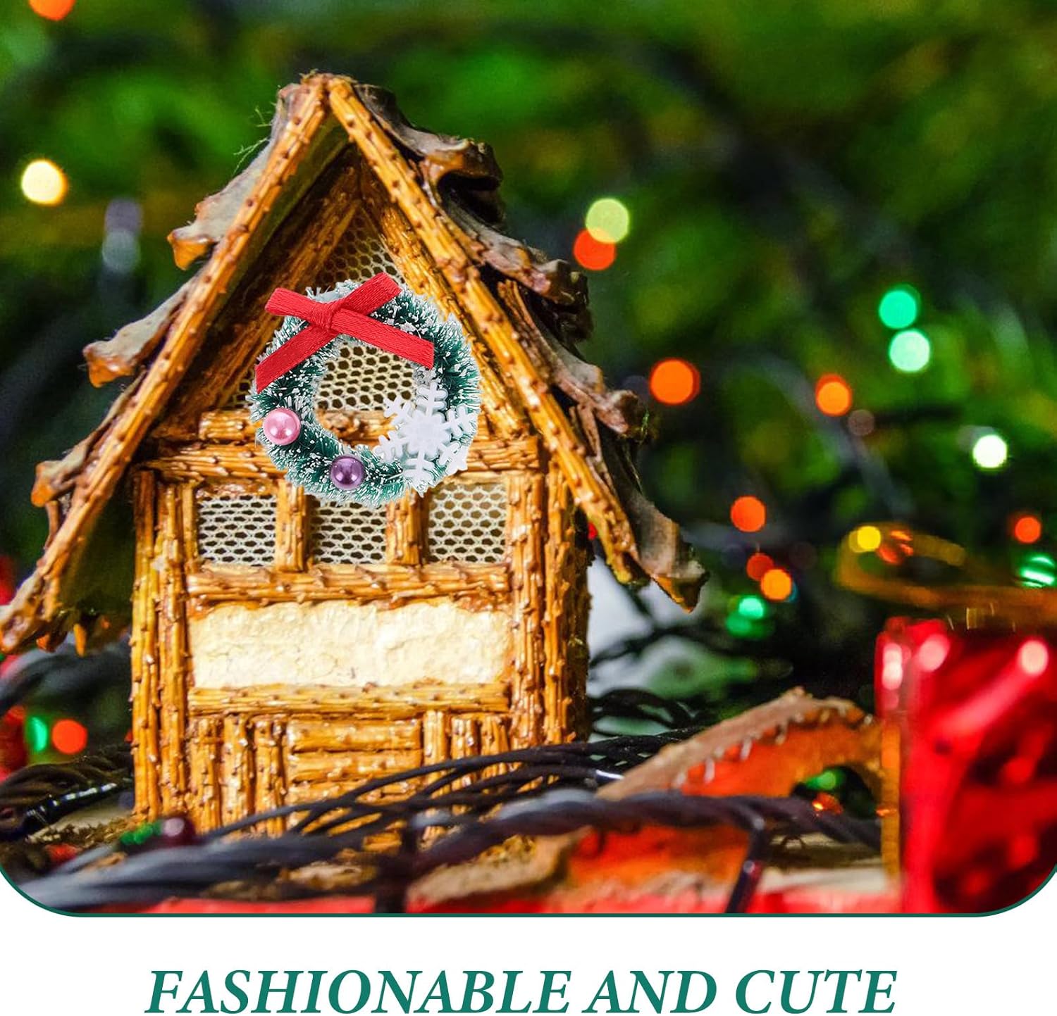 6pcs Mini Christmas Wreath: Miniature Xmas Tree Frost Sisal Hanging Artificial Ornaments for Dollhouse Embellishments Decoration Winter - Image 4