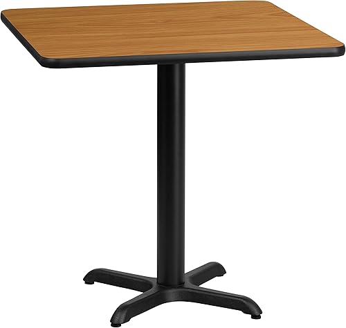 Flash Furniture Graniss - Mesa cuadrada laminada natural de 24 pulgadas con base de mesa de 22 x 22 pulgadas
