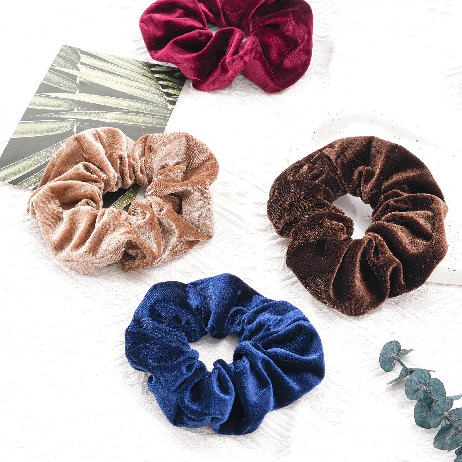 Lot De 4 Élastiques à Cheveux En Velours Doux - Fait Main En France - Couleurs Rose, Violet, Blanc, Beige - Neuf Sans Étiquette