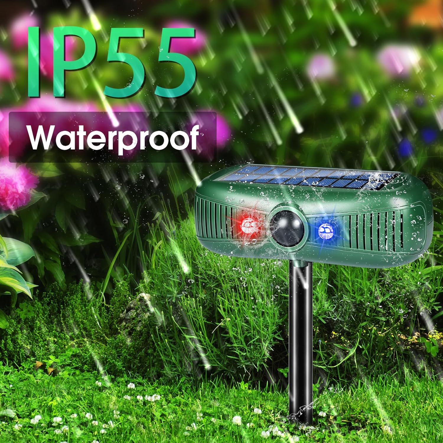 2026 Upgraded Solar Ultrasonic Animal Repellent Cat Deterrent Outdoor Deer Repellent Devices Motion Detection Strobe Light,Waterproof Coyote Squirrel Skunk Raccoon Dog Rabbit Deterrent for Yard,2 Pack