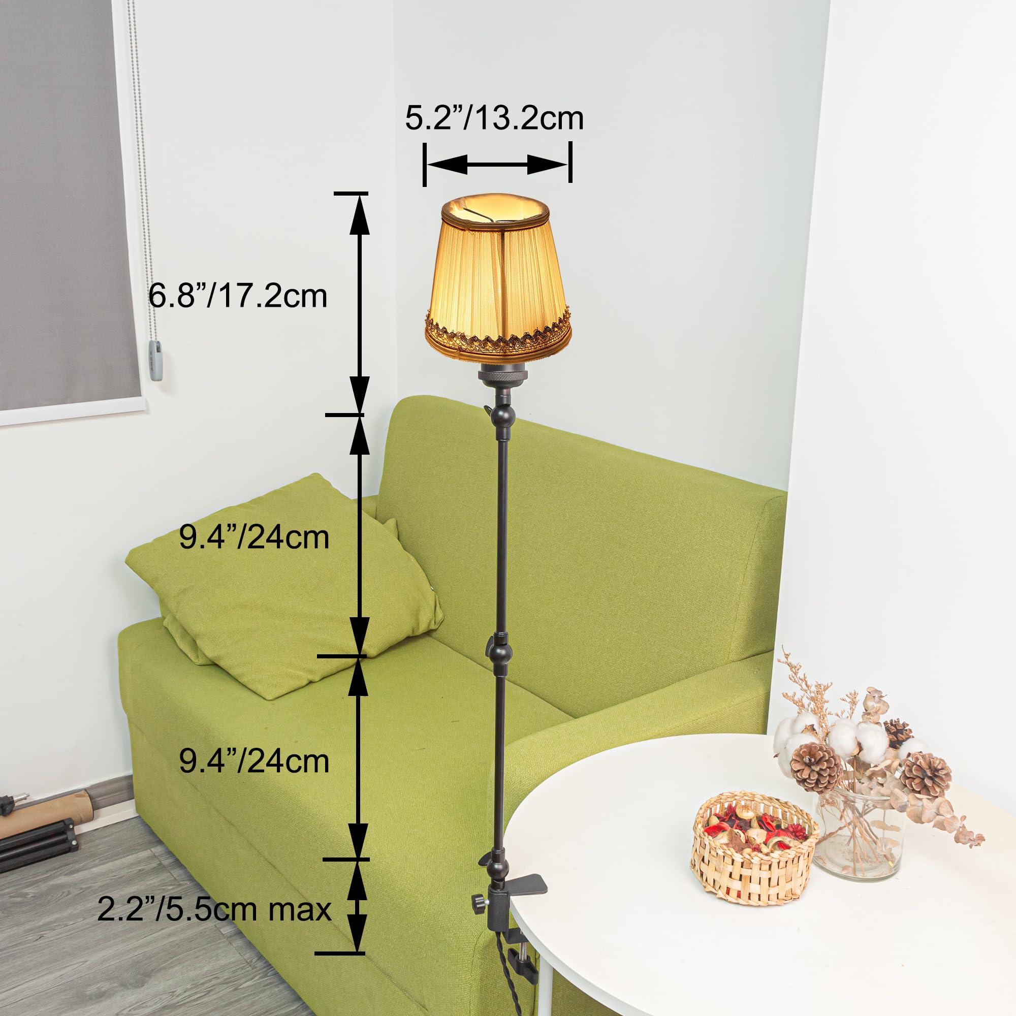 Klemmleuchte mit Fernsteuerung,1 Packung Leselampe mit 2,5 m Kabel, Dimmbar Nachttischlampe,Augenpflege Schreibtischlampe für Büro Heimgebrauch, E27 Lampenhalterung - DZ0329/806