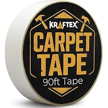 Kraftex Double-Sided Carpet Tape for Area Rugs, 90ft. Rug Tape Hardwood Floor no Damage, Heavy Duty and Double Sided for Carpet, Tiles, Concrete and More. Use Indoors or Outdoor