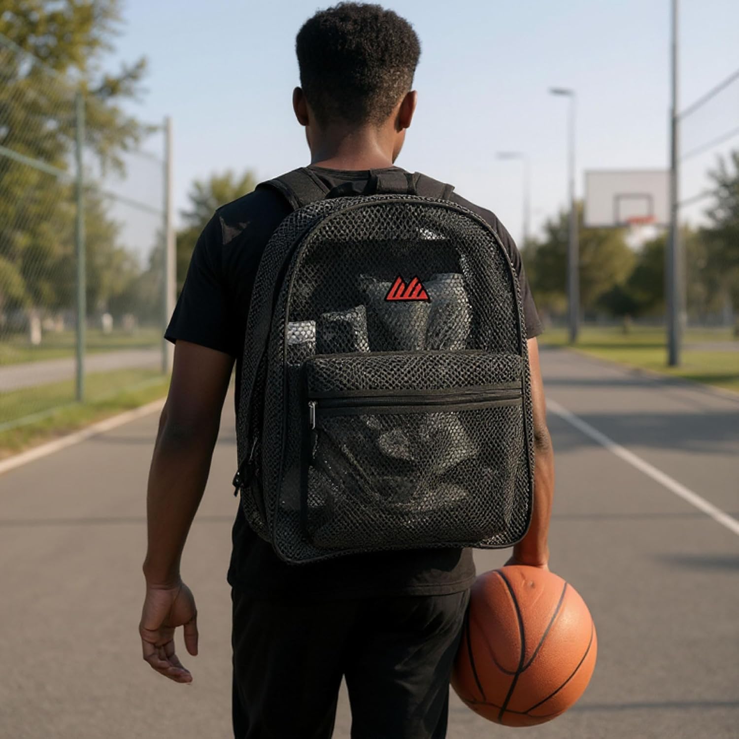 Summit Ridge Mesh Backpacks for Kids, Adults, School, Beach, and Travel, Colorful Transparent Mesh Backpacks with Padded Straps - Image 9