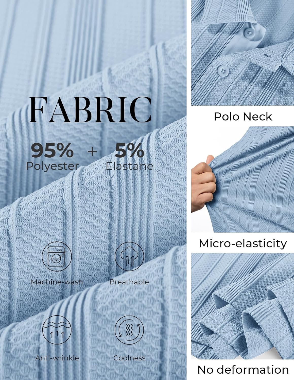 PJ PAUL JONES Mens Polo Shirts Short Sleeve Casual Dress Shirts Textured Knit Polo Collared Golf Shirts Fashion Tops