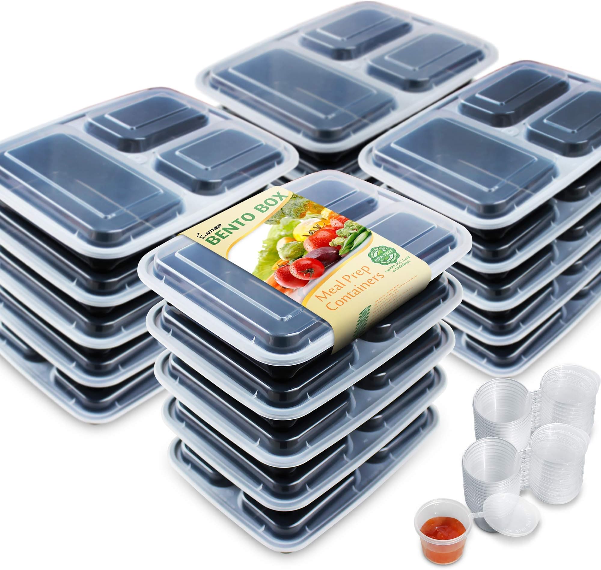 Amazon.com: Freshware Meal Prep Containers [20 Count] 3 Compartment ...
