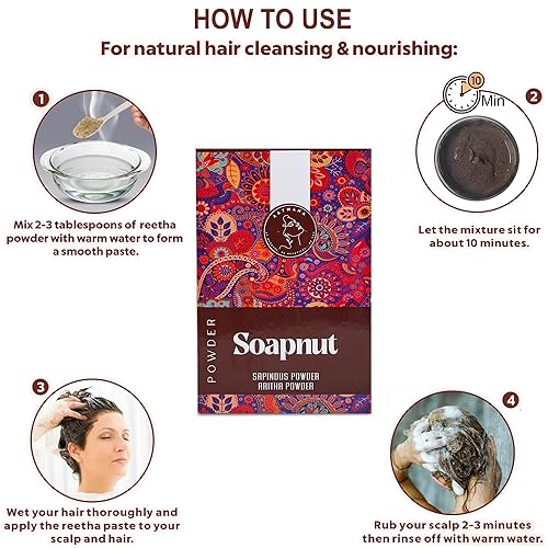Miniatura 6 de Soapnut Powder | Reetha | Polvo de aritha para el cuidado natural del cabello | Acondicionador ayurvédico para limpieza del cabello | para hombres y