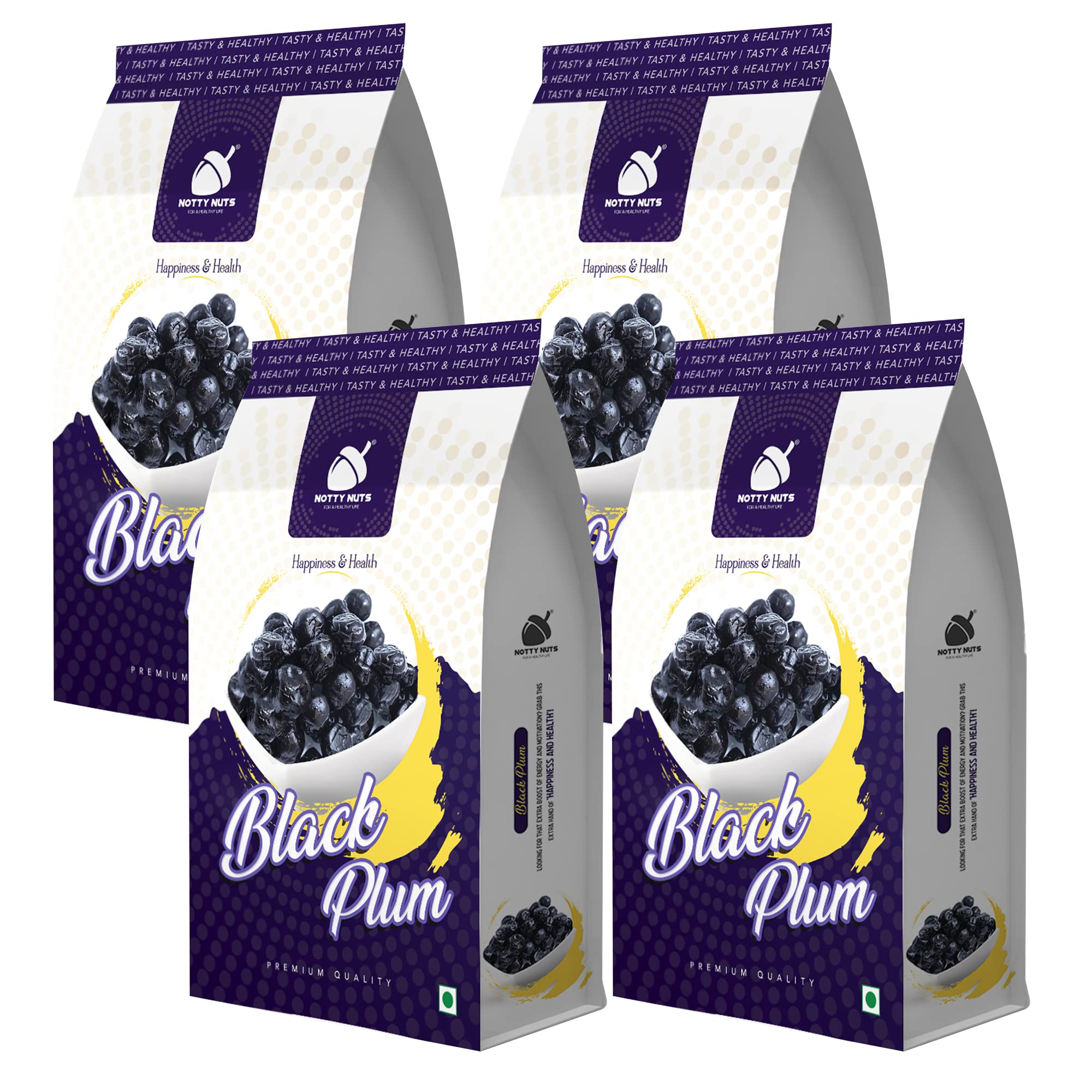 NOTTY NUTS Dried Black Plum/Pitted Prune 1 Kg | Dehydrated Plum | Black Plum Dried Fruit |Hygienically Packed Healthy Snack & Antioxidant Rich Pitted Prune ((1000g (Pack of 4))