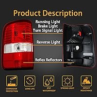Vista 2 de Carcasa de luz trasera compatible con lámparas de freno traseras del lado del conductor y del pasajero de Ford F150 F-150 2004-2008