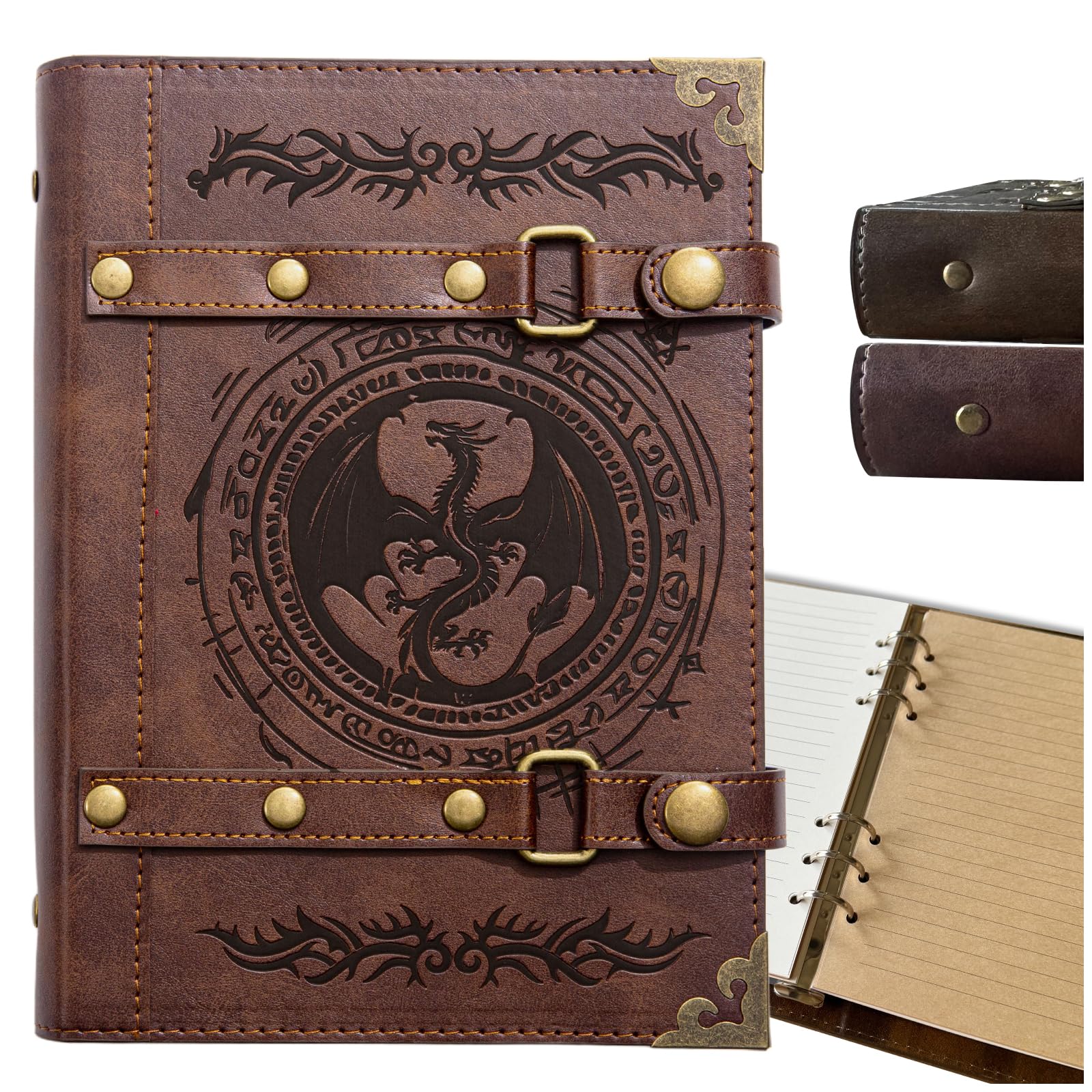 DUROTAN DND Journal Vintage Dragon Notebook Unique A5 400 Pages For Dungeons and Dragons Accessories D&D DM Gifts Men&Women(4-Red-Dragon Totem)