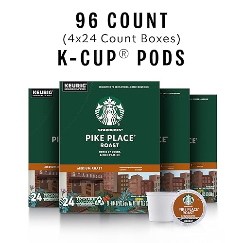 Miniatura 2 de Starbucks Cápsulas de café K-Cup de tostado medio Pike Place Roast para cafeteras Keurig 4 cajas 96 cápsulas en total el embalaje puede variar