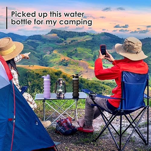 Miniatura 7 de ONTA Botella de agua plegable de silicona sin BPA, 20 onzas, portátil, a prueba de fugas, fácil de limpiar, resistente a roturas, apta para viajes