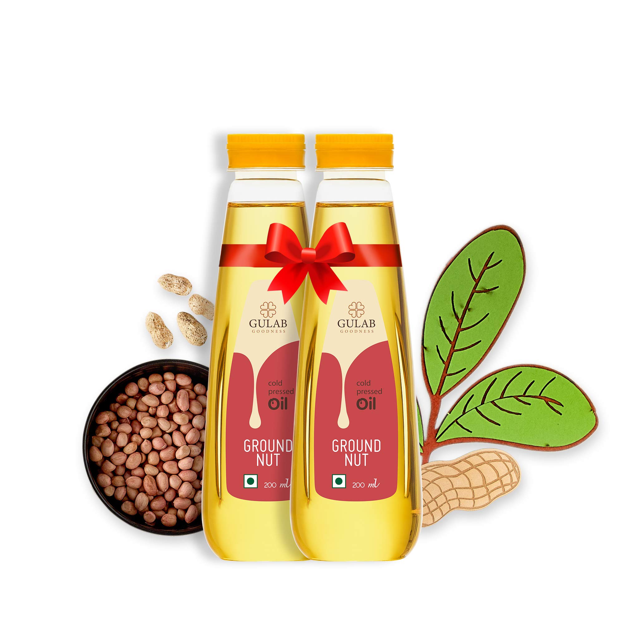Gulab Cold Pressed Groundnut Oil Combo/Peanut Oil - 200 ml Each 100% Pure & Natural | Unrefined and Unfiltered