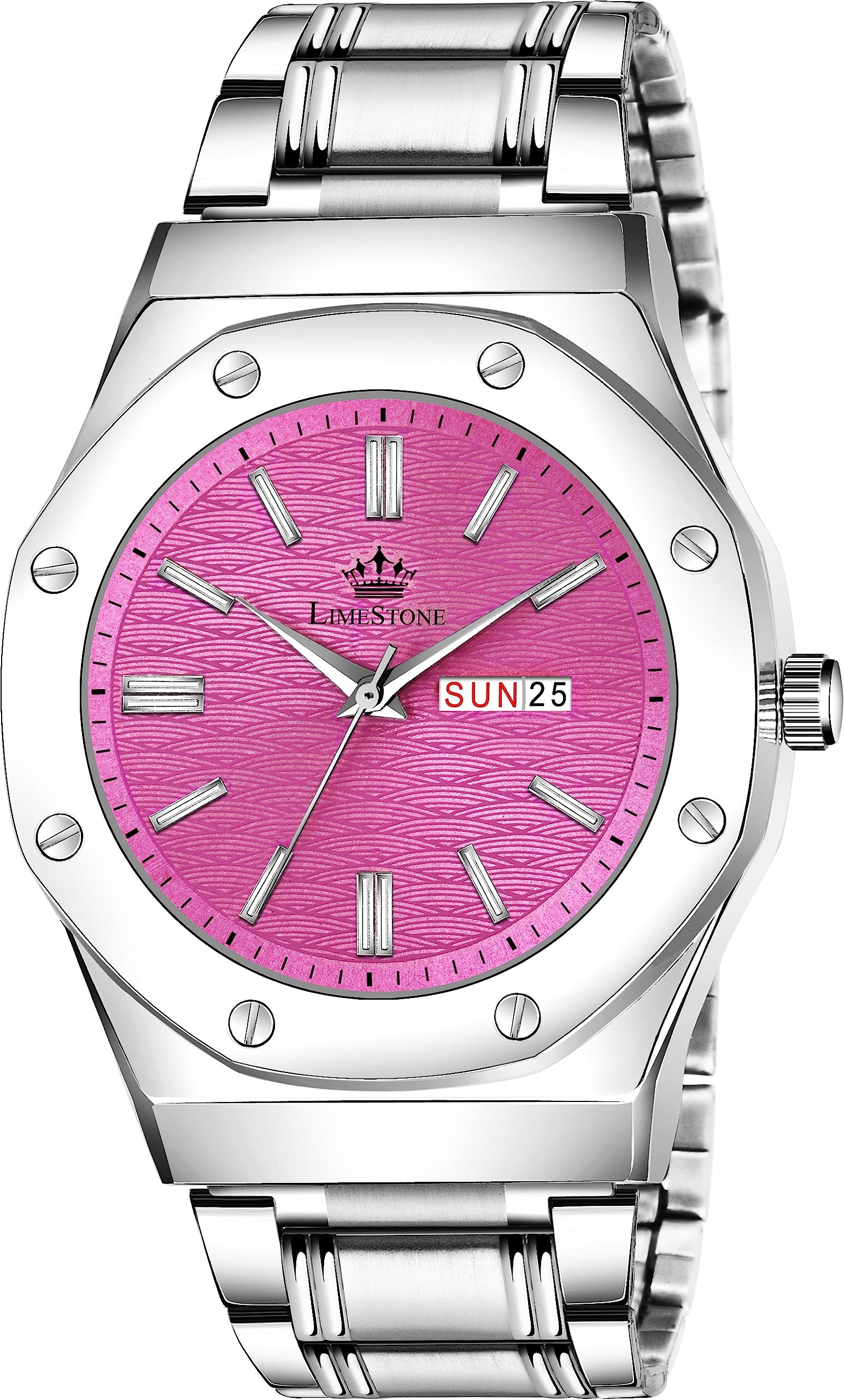 LIMESTONE Day and Date Display Screw Ring AP Design Quartz Analog Watch - for Men (B0CCJ32YSV) Amazon Price History, Amazon Price Tracker