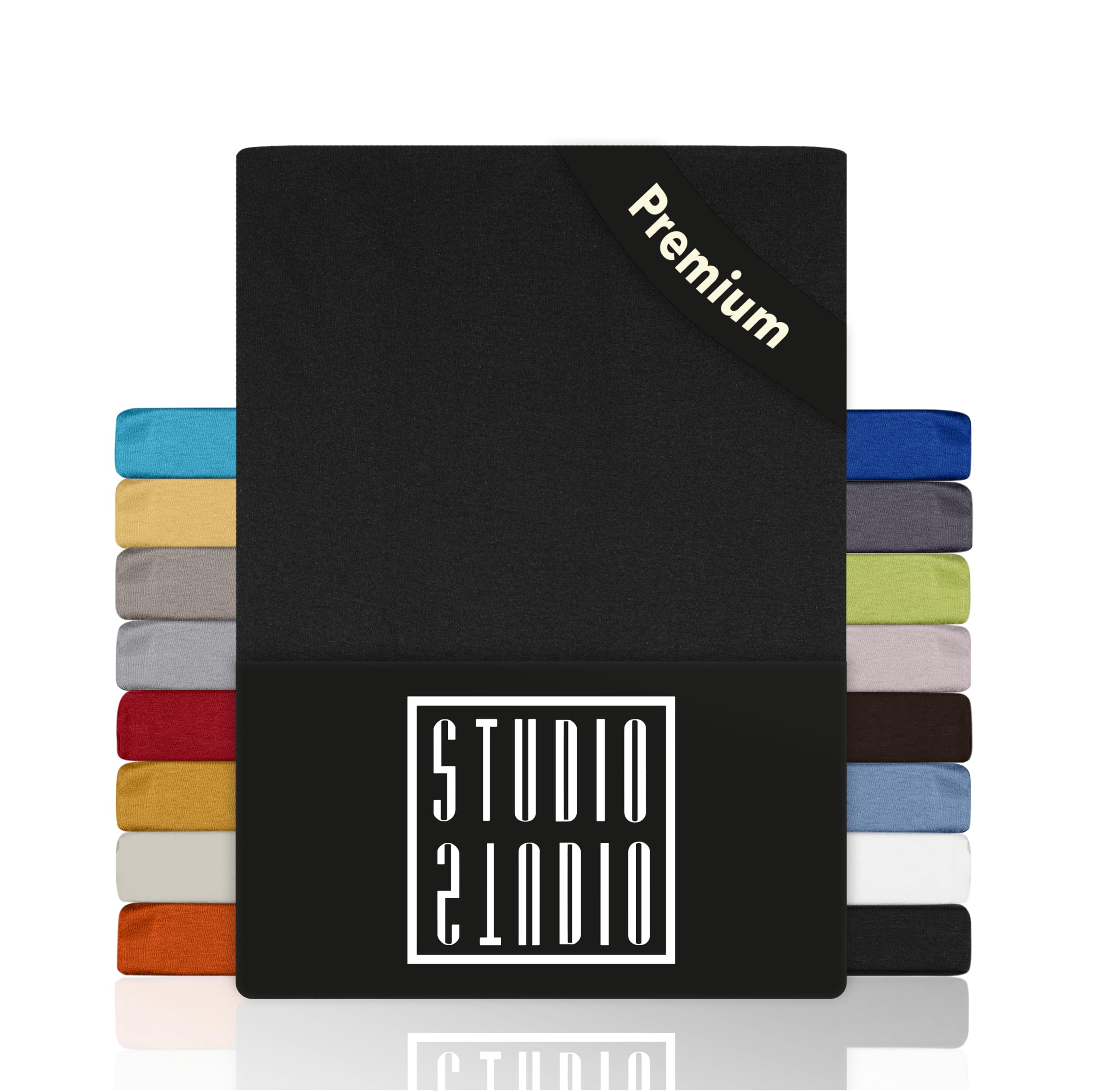 STUDIO Premium Fitted Sheet 180 x 200 cm, 180 x 220 cm, 200 x 200 cm & 200 x 220 cm - Jersey Fitted Sheet Made of 97% Cotton & 3% Elastane - Anthracite - Oeko-Tex Certified, Non-Iron - for Mattresses — image 1