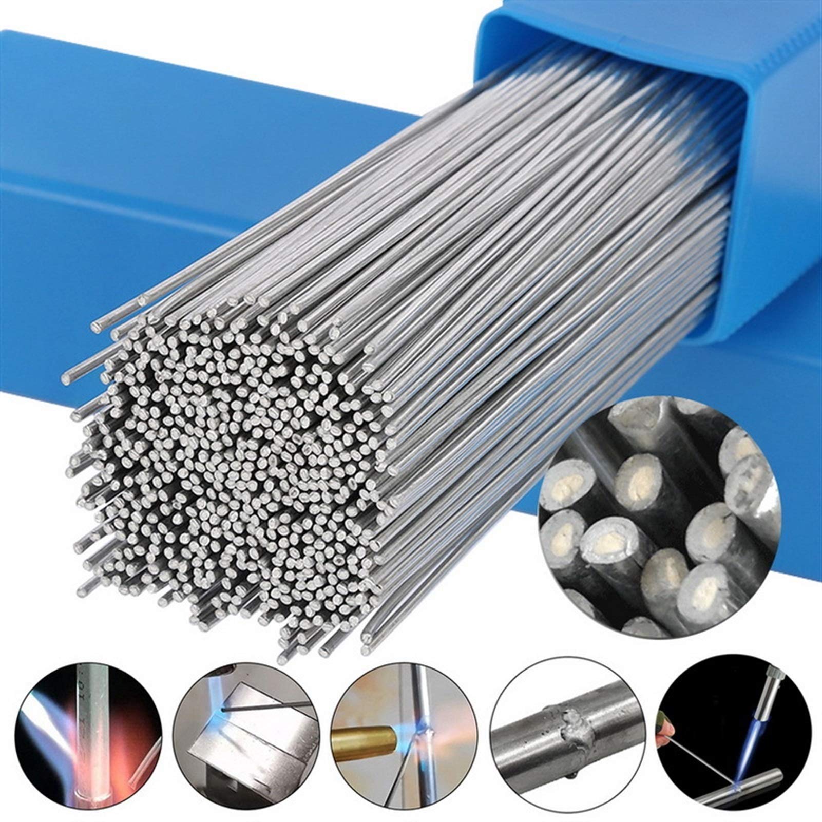 Srebrne pręty do lutowania twardego aluminium, Aluminum Flux Cored Welding Wire Silver Multiple Sizes Pack Of Pcs(2.0mm 50cm-50pcs)