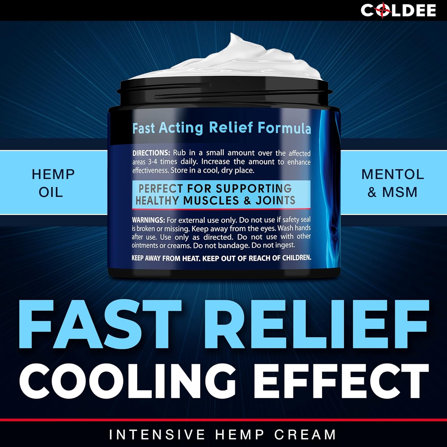 Coldee Hеmp Cream 4 fl oz - Made in USA - All-Natural Hеmp Extract Cream - Soothes Discomfort in Knee, Joint, and Back - Max Strength and Efficiency : Health & Household