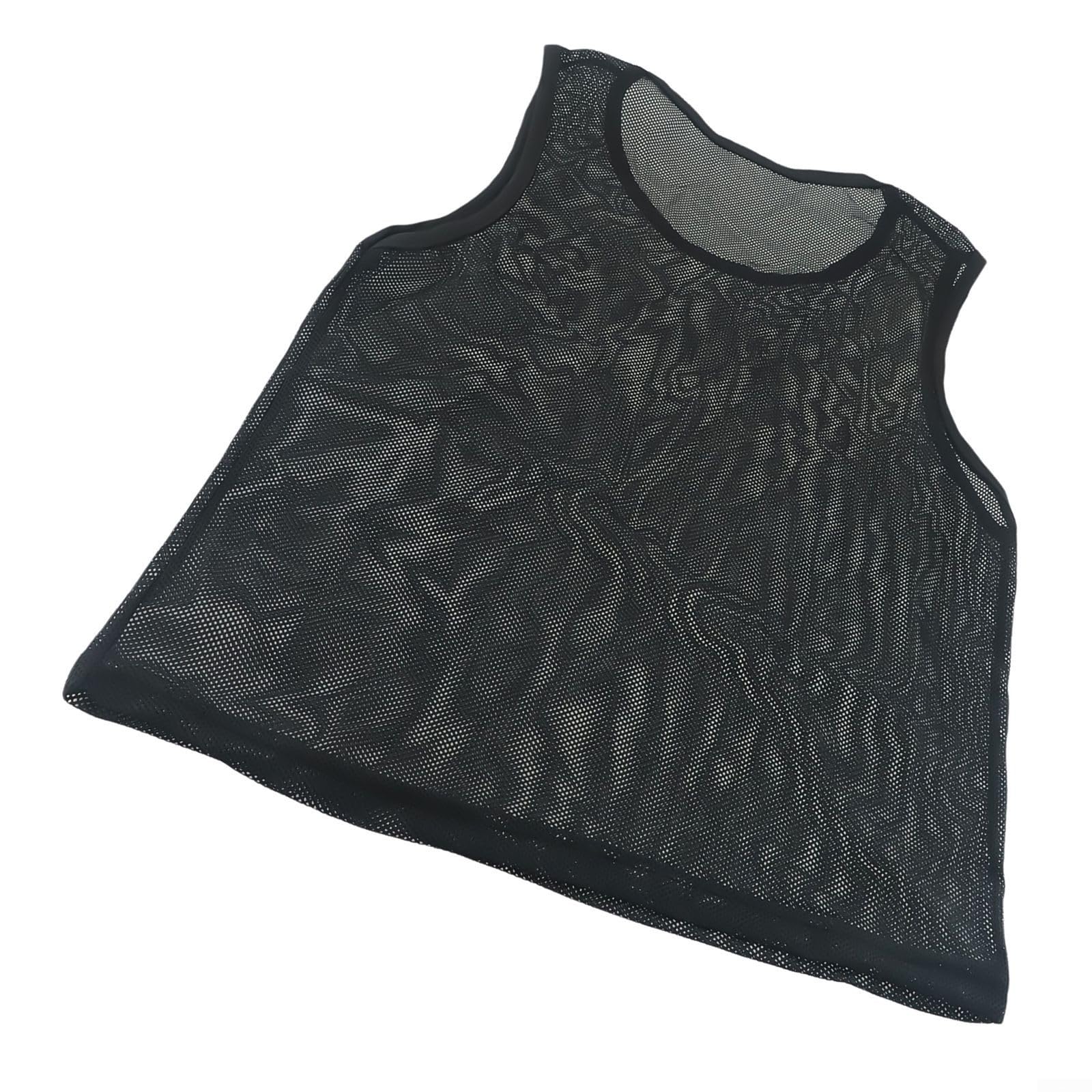 Chaleco de fútbol para entrenamiento juvenil, chalecos deportivos de malla para niños y niños, ajuste holgado, poliéster, ropa de práctica de fútbol, baloncesto, críquet, 40 x 56 cm (negro)