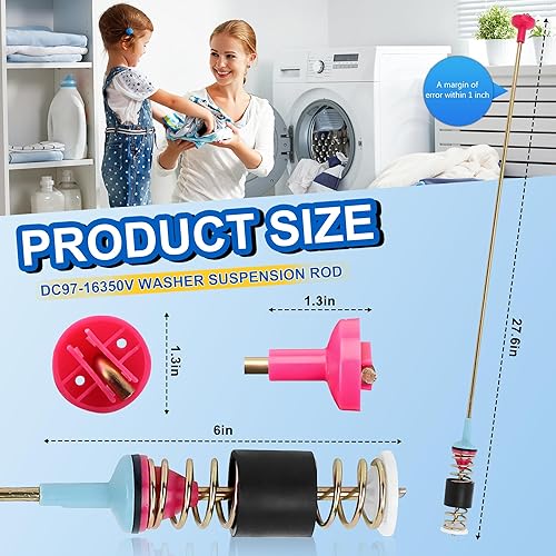 Miniatura 3 de Varillas de suspensión DC97-05280S (27.5 pulgadas) para lavadora Samsung WA48H7400APA2, WA48J7700AWA2, WA50F9A6DSWA2, WA50F9A6DSWA2 WA50F9A8DSWA2 -