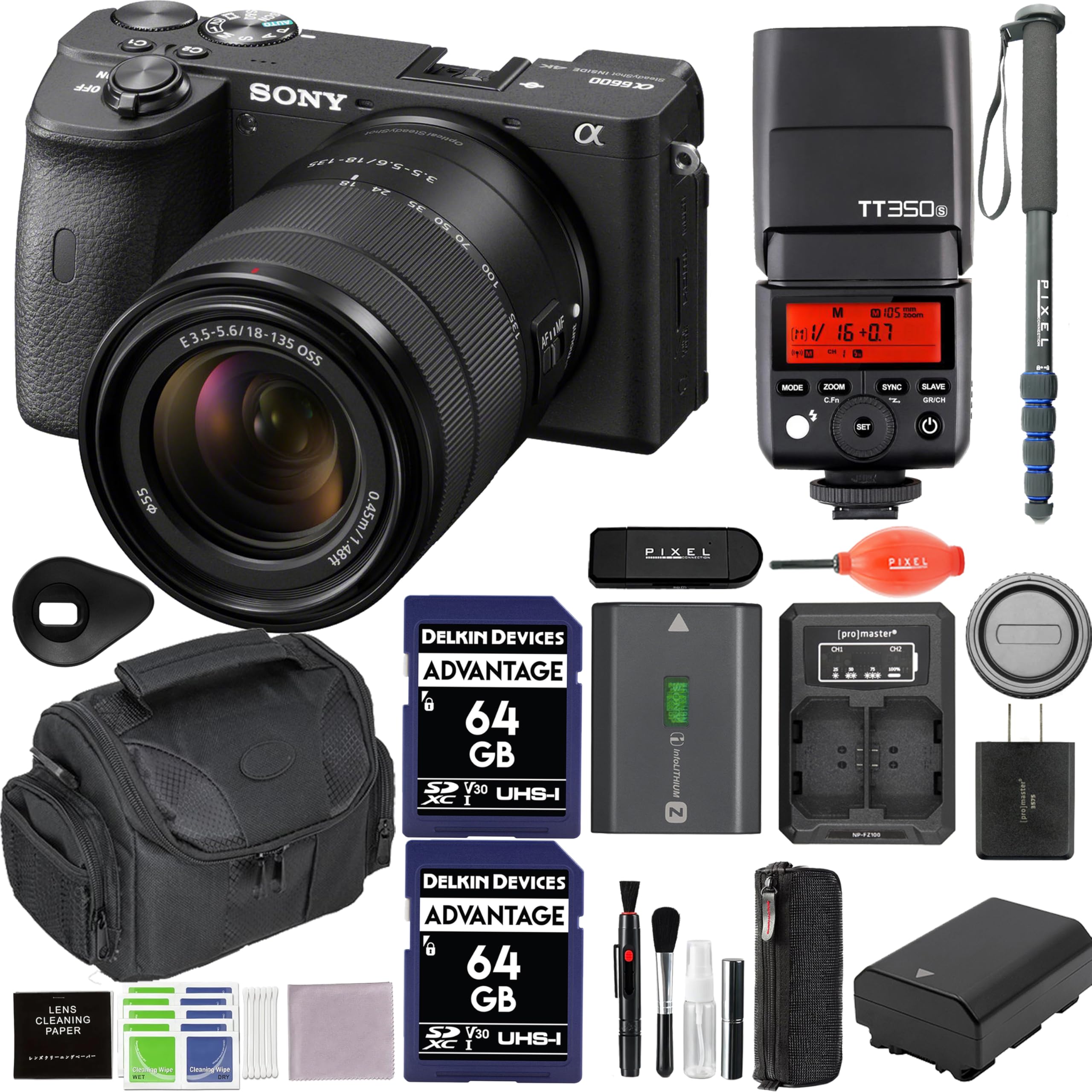 Sonya6600 Mirrorless Digital Camera With 18 135mm Zoom Lens Bundle 