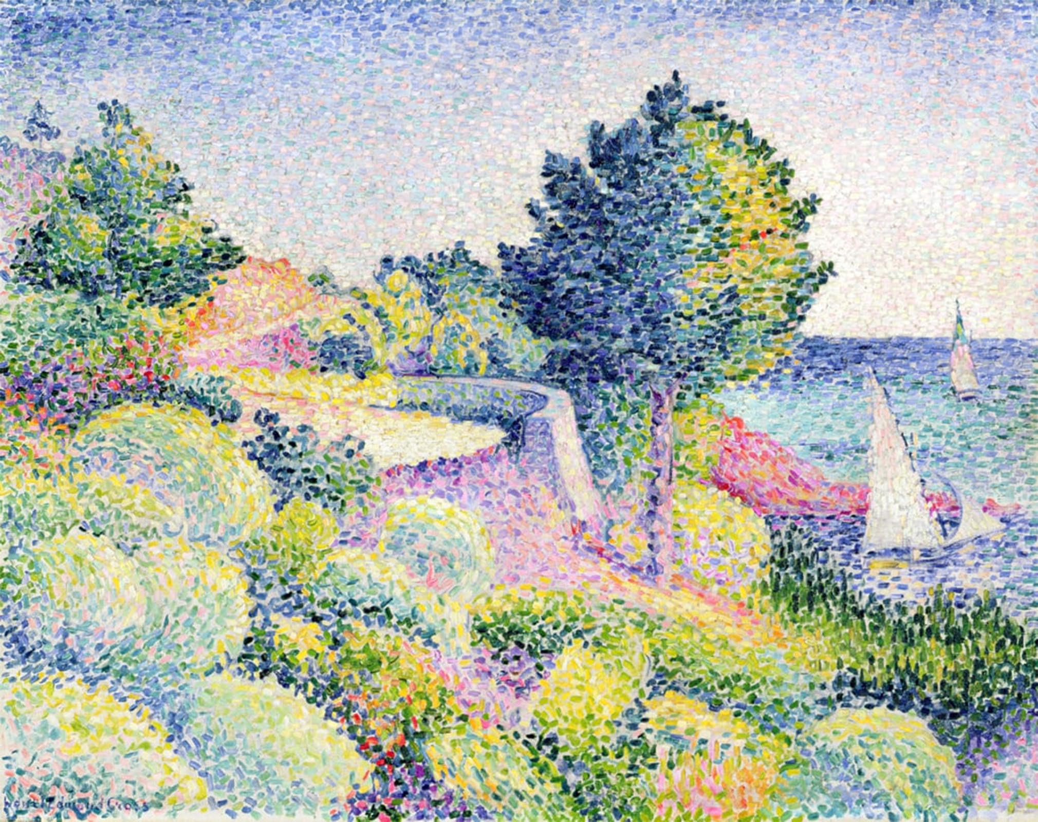 ARTXLXXBN Famous Art Print Poster Vintage Wall Art the Road on the Cote by Henri Edmond Cross Canvas Art Poster for Home Decor 60x90cm
