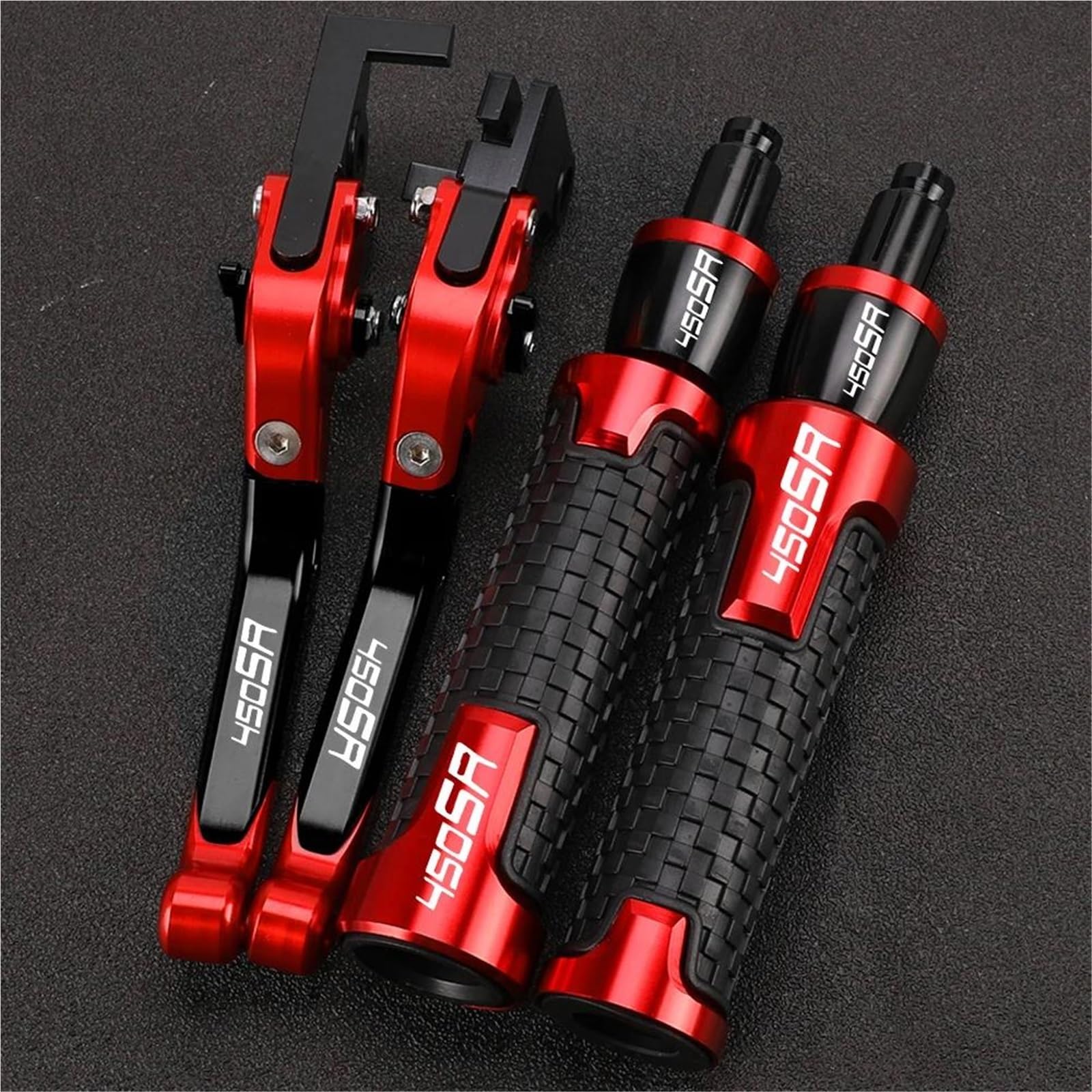 Tgvselpj Red 1 Motorcycle Part Motorcycle Extendable Brake Clutch Levers Handlebar Handle Grips Ends Caps For Cfmoto 450Sr 450Ss 450Srs 2022-2025(Red 1)