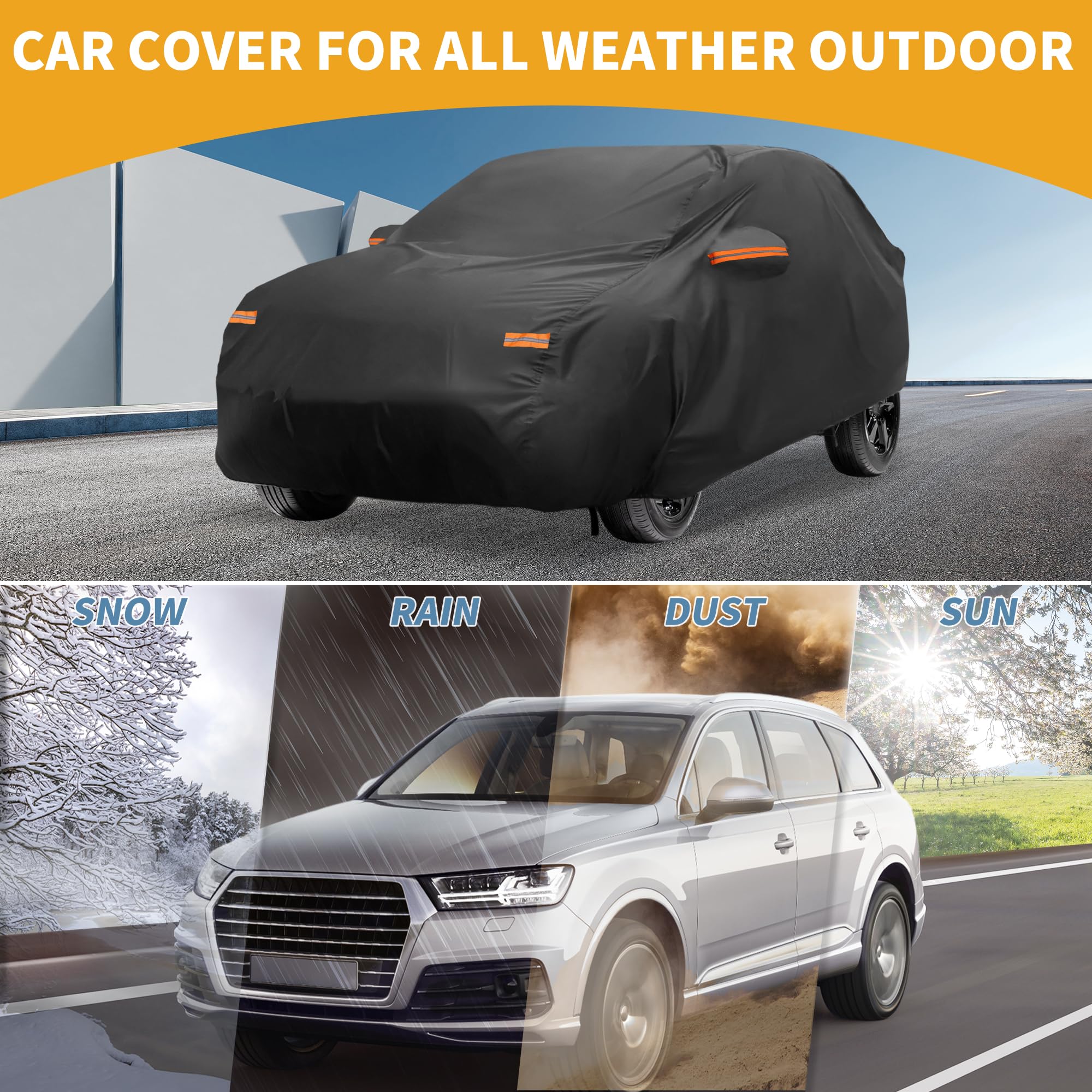 Partuto All-Weather Waterproof Car Cover - UV-Resistant Outdoor Full Exterior Protection for Toyota Yaris 190T-PU Black with Right — view 2
