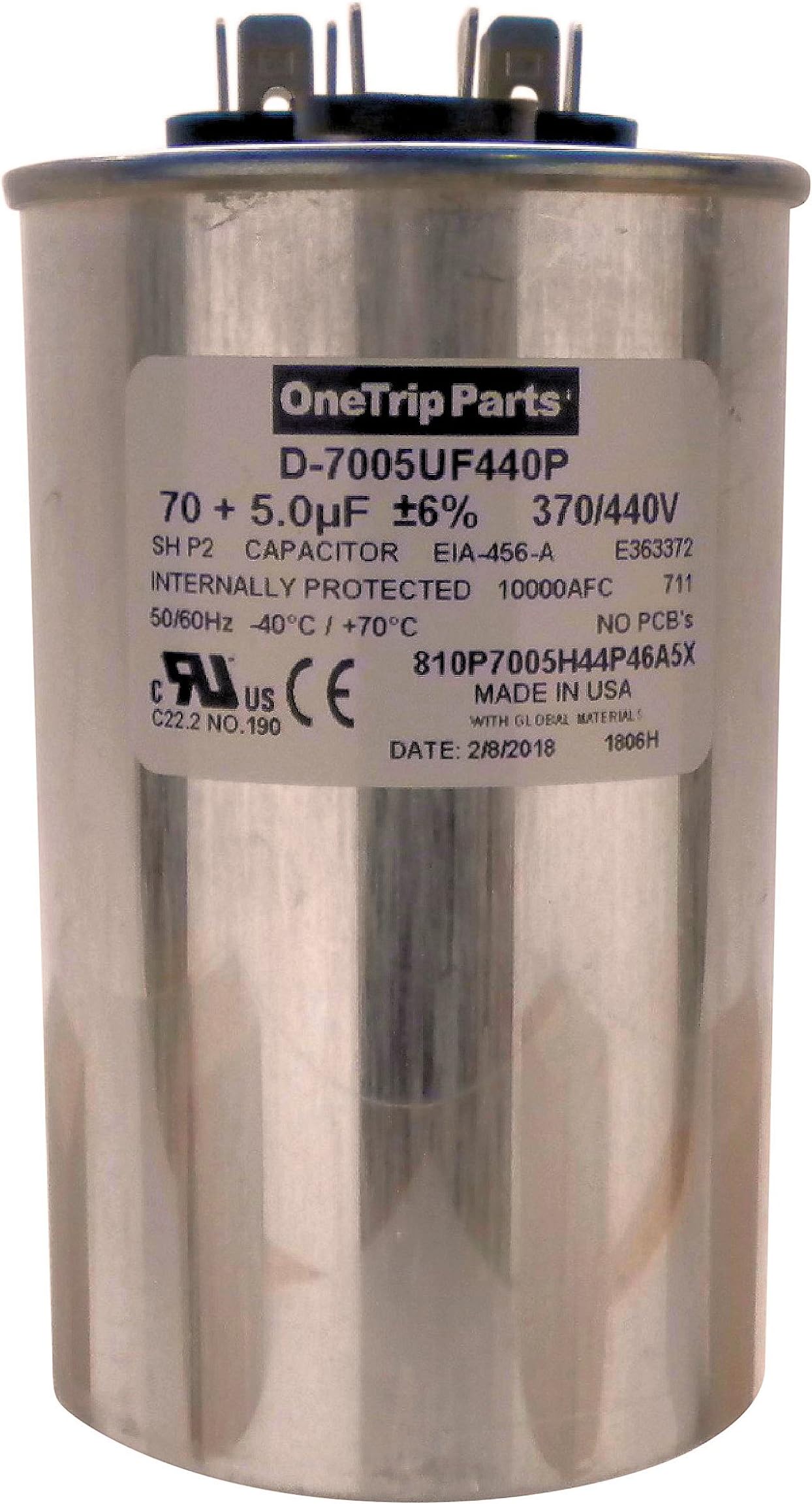 Amazon Com Onetrip Parts Usa Run Capacitor 70 5 Uf 70 5 Mfd 370 Vac 440 Vac 2 1 2 Inch Round Heavy Duty Home Improvement