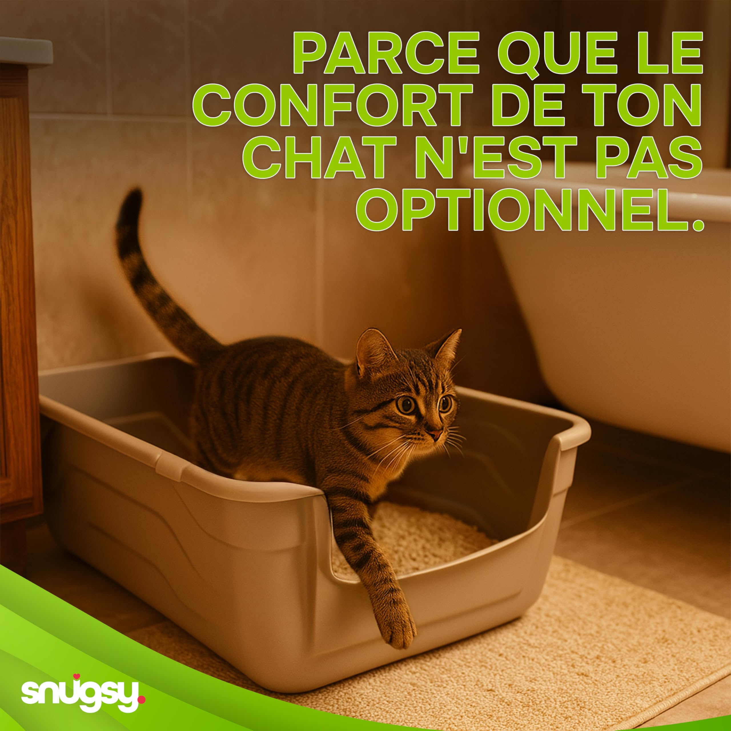 Bac à Litière pour Chat avec Bords Hauts - L - Litière Ouverte - Facile à Nettoyer - Gris 50 x 38,5 cm