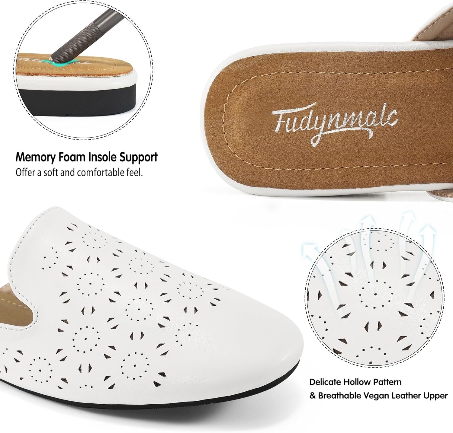 Mules for Women Flats Comfortable Round Toe Womens Mules Shoes Breathable Slip On Backless Slide Loafers for Women - Image 2