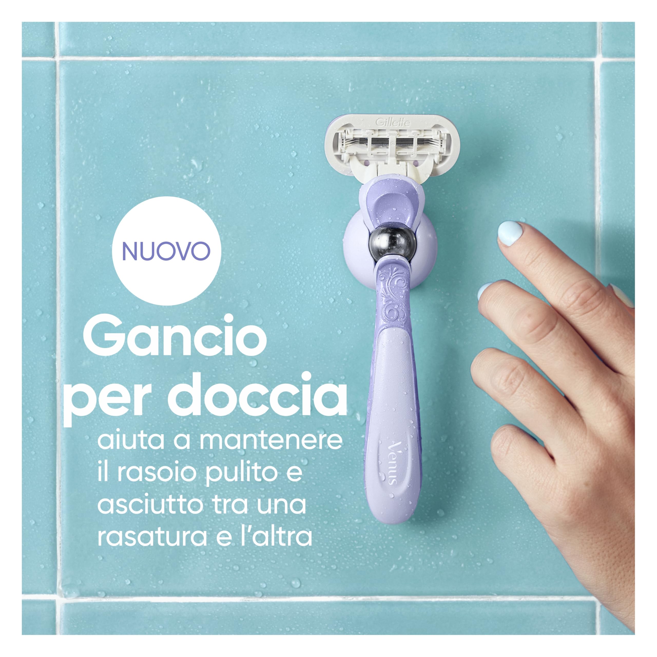 Gillette Venus Deluxe Rasoio Donna Smooth Swirl, 1 Manico e 9 Lamette donna di Ricambio (da 5 Lame), con Tecnologia FlexiBall, Rasatura Ottimale, idea regalo